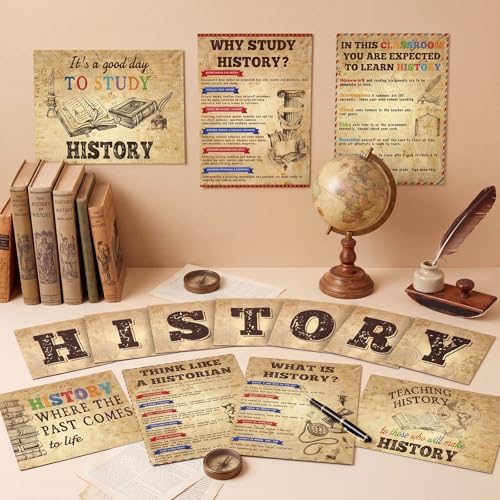 Funrous 19 Pcs History Posters History Classroom Decoration, Vintage
