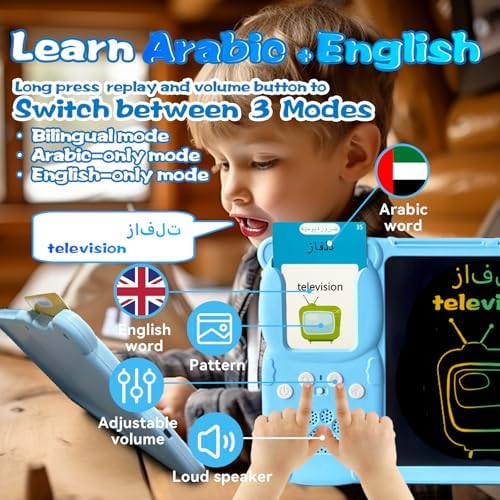 Writing Drawing Tablet with Talking Flash Cards - Japanese Blue