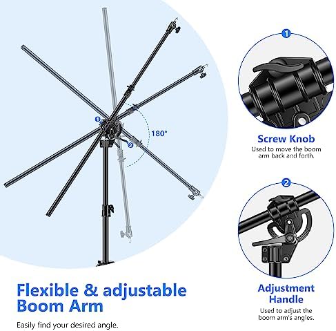 Neewer 2-in-1 Photography Light Stand, Aluminum Alloy 9.7ft Heavy Duty Tripod Stand with 3.8ft Boom Arm and Empty Sandbag for Video Light, Strobe, Reflector, Softbox for Studio Photo Video Shooting