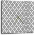 3D Rose DPP_120259_1 3dRose Dark Gray Quatrefoil Pattern - Grey Moroccan Tiles - Modern Stylish Geometric Clover Lattice - Wall Clock, 10 by 10"