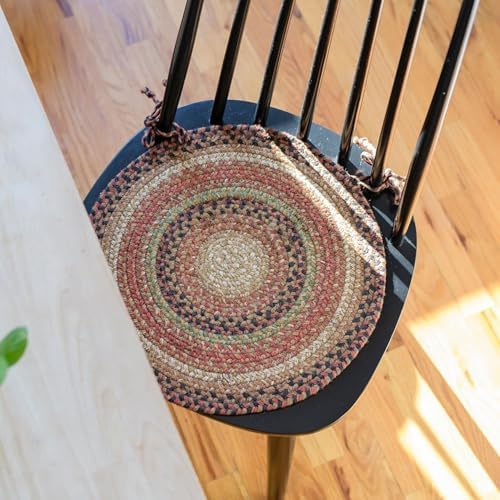 Homespice Gingerbread Jute Braided Chair Pads, Round 15" Set of 2