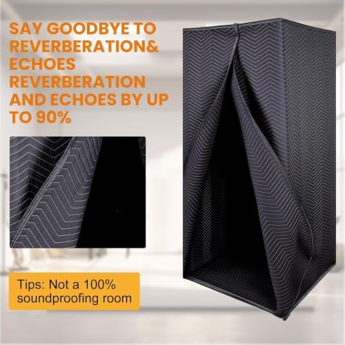 6.28 FT Portable Vocal Booth, Foldable Sound Isolation Recording Booth