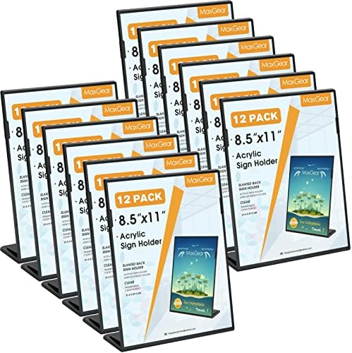 MaxGear Fall Resistant Acrylic Sign Holder 8.5 x 11 Inches 12 Pack