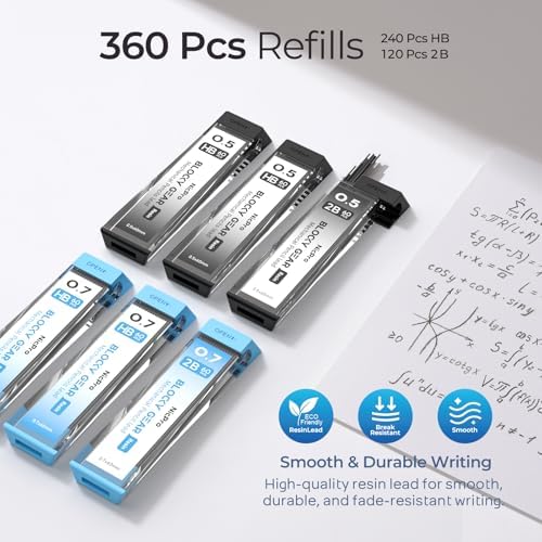 Nicpro Blocky Gear 0.5 mm & 0.7 mm Mechanical Pencils Set in Case