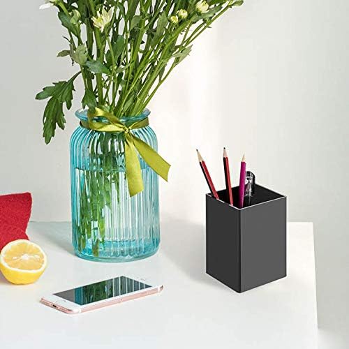 NIUBEE Black Acrylic Pen Holder 4 Pack, Desktop Pencil Cup Stationery Organizer for Office Desk Accessory | Black acrylic pen holder, compact space-saving design; holds pens & makeup brushes for office, school and home desktop