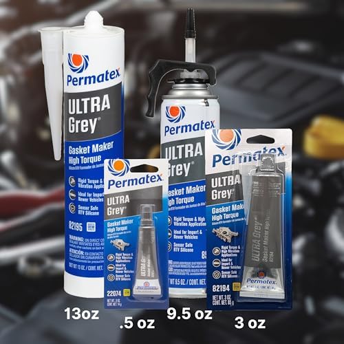 Permatex 82194 Ultra Grey Rigid High-Torque RTV Silicone Gasket Maker, 3.0 oz.
