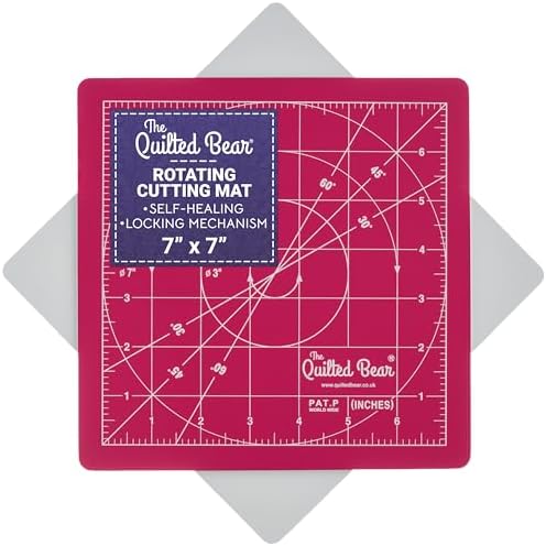 The Quilted Bear 7" x 7" Rotating Self-Healing Cutting Mat, Pink