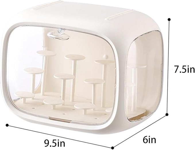 Clear Acrylic Display Case for Figures with LED Light, Dustproof & Moistureproof Display Stand with Door, Storage Box for Lego Collectibles, Action Figures, Pop Mart and Model Toys (Cream)