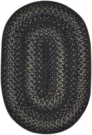 Homespice Jet Black Jute Braided Placemats, Oval 13x19 Set of 6