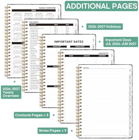 Planner 2026-2027, Weekly & Monthly Academic Calendar, Jul 2026 – Jun 2027