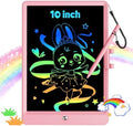 KOKODI 10 Inch LCD Writing Tablet with Anti-Lost Stylus, Erasable Doodle Board Colorful Toddler Drawing Pad, Car Travel School Games Toys for 3 4 5 6 7 8 Kids, Birthday Gift for Girls Boys Pink