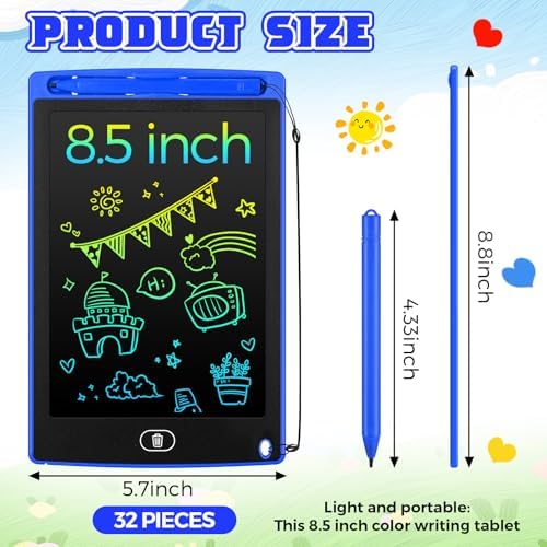 Zhehao 32 Pcs LCD Writing Tablet for Kids 8.5" Erasable Doodle Board