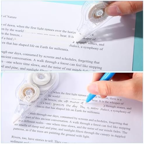 AmazingSpark 200 Pcs Correction Tape Bulk 39.4 ft White Wrong out Tear-resistant Instant Corrections Easy to Use Applicator for School, Office, Note Taking, Journal, Tape Width 0.2in (Clear)