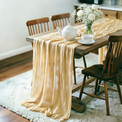 Beige Cheesecloth Table Runner Fall Boho Wedding Birthday Home Decor