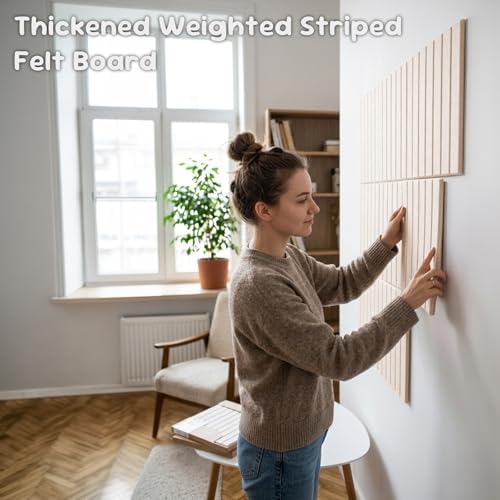 Large Felt Bulletin Board with Self-Adhesive | 6 Pack 36"x24" Cork Board Alternative | Notice Boards with 35 Pushpins, Secure and Easy to Install, Home Office Decor Classroom Decor - Oatmeal