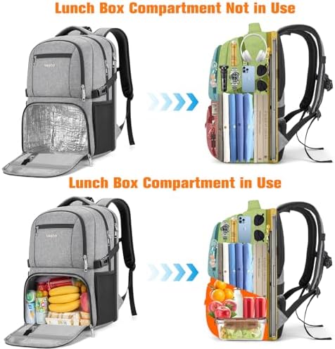 Insulated Lunch Backpack Fit 17" Laptop with Cooler Compartment