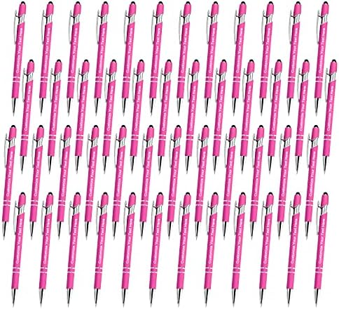 Qingxily Up to 300 Pcs Custom Pens Bulk,Personalized Pens with Free Engraving,Customized Stylus Ballpoint Pens with Your Name,Text,Message for Business,Graduation,Anniversaries-Colorful Pens 48 Packs