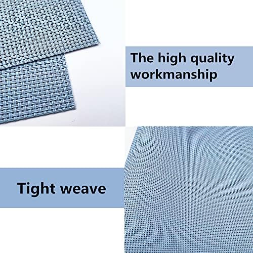 WAZAIGUR Placemats Crisscross Woven Vinyl Place Mats Set of 6 Nattier Blue