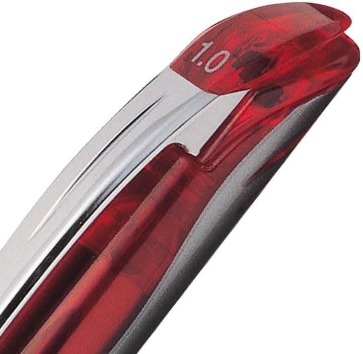 Pentel ENER-GEL Deluxe Liquid Gel Pen, Bold Line, Metal Tip, Red Ink, Box of 12 (BL60-B)
