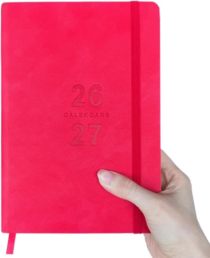 Benkaim Academic Daily Planner 2026-2027 One Page A Day (8.5"x5.8"), Calendar Book with Hourly Schedule, Appointment Book July 2026 to June 2027 Hard Cover (Red)