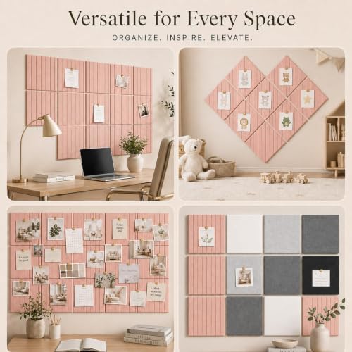 Stripe Felt Bulletin Board Tiles, Cork Board Alternative 24 x 36 in