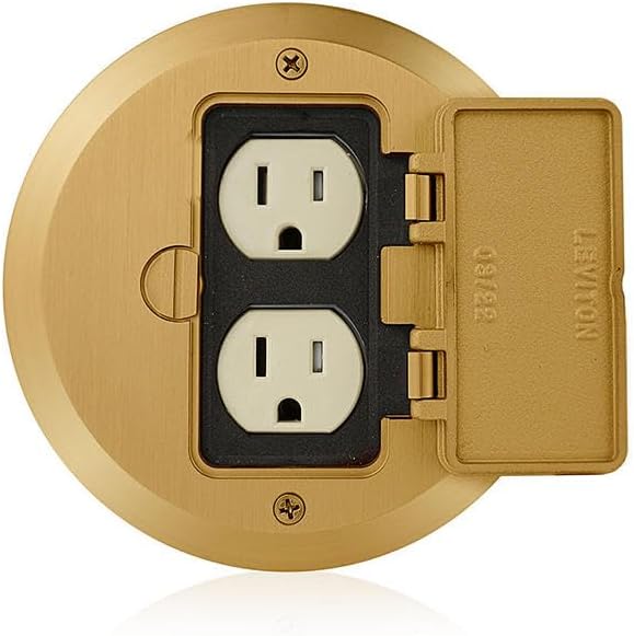 Leviton 15 Amp 1-Gang Floor Box Assembly, Commercial Grade, Tamper-Resistant, Self-Grounding, 25251-TFB