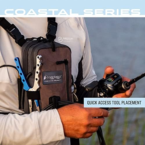 FROGG TOGGS Hightide Fishing Chest Pack, Easy Hands-Free tackle storage bag with built-in Rod Support, Black, OS