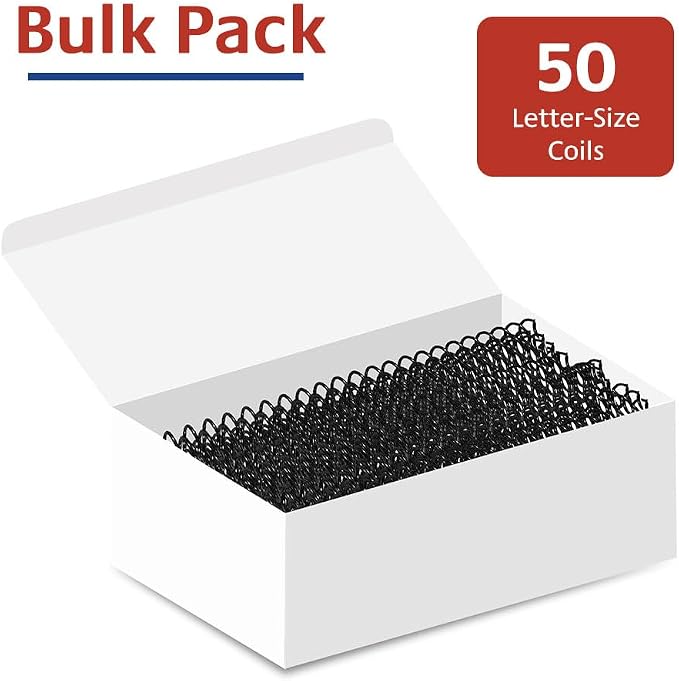 20mm (3/4 in.) Spiral Binding Coils for Reports, Presentations and Proposals | 4:1 Pitch | 12 in. Length | Black | 172 Sheets Binding Capacity | 50 Pack