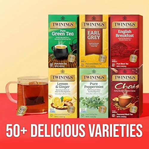 Twinings Variety Pack Tea Bag Sampler, 25 CT Box (6 Pack)