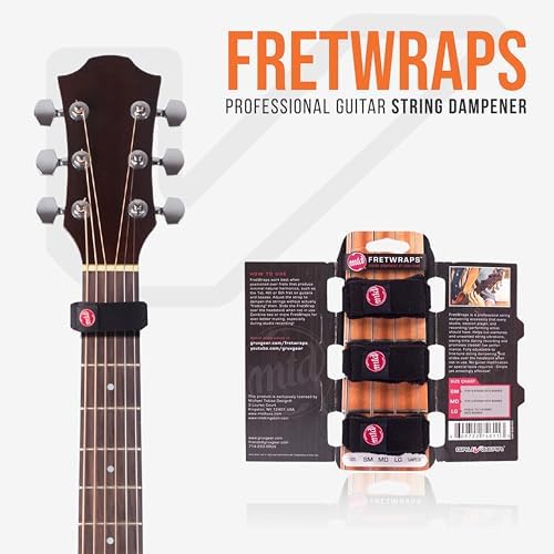 Gruv Gear Fret Wrap & Guitar Mute MTD Edition, Fretwrap for Acoustic, Electric & Bass | String Dampener Recording, Tapping & Practice Accessory (3 Pack, Large MTD Edition, Fits 6 String Bass, 8