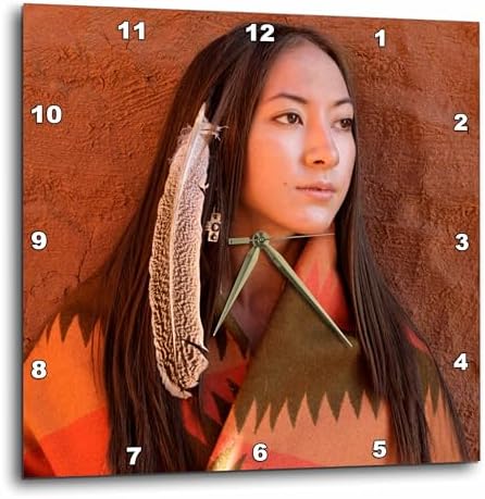 3dRose Wall Clock Silent - 13 inch - New Mexico, Cherokee Woman, Native American - US32 JMR0634 - Julien McRoberts - Native American
