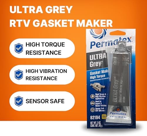 Permatex 82194 Ultra Grey Rigid High-Torque RTV Silicone Gasket Maker, 3.0 oz.