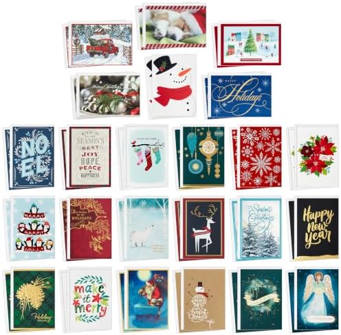 Hallmark Christmas Cards, Assorted 48-Pack with Organizer Box (Holly)