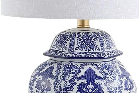 JONATHAN Y Gretchen 25" Ginger Jar Ceramic LED Table Lamp, Blue/White