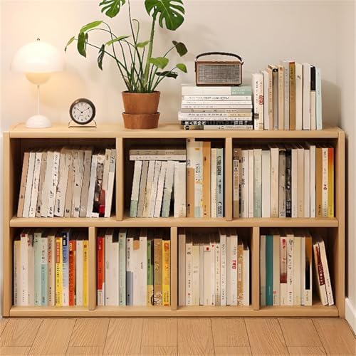 Lumber Organizer Shelf 3/4 Shelves, Lateral Filing or Vertical, Closed Back Floor-Standing Bookshelf Rack Bookcase Cabinet Tiered Shelf Grid Storage Unit Natural 47.2" L x 9.4" W x 23.6" H