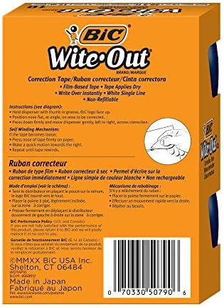 BIC Wite-Out Brand EZ Correct Correction Tape, White, (Pack of 9, 90 Count Total)