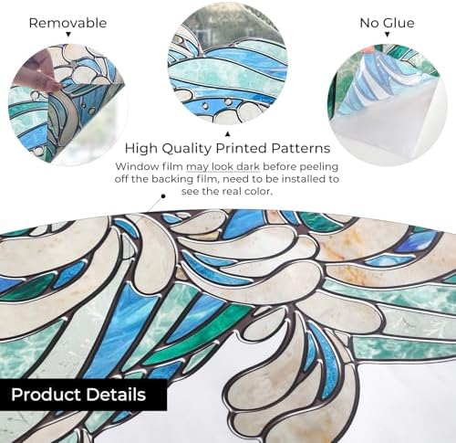 ADD.HERES Stained Glass Window Film, Window Film Decorative, 17.5 x 39.37in
