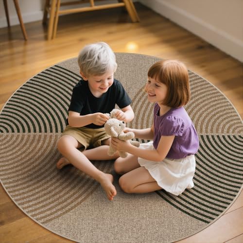 Lahome Modern Rainbow Round Rug, 6ft Round Outdoor Easy Jute Rug