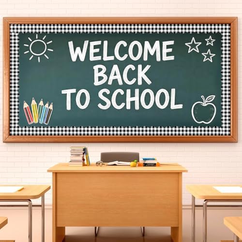 VABAMNA 50 Feet Bulletin Board Borders Black White Checkered Classroom Decor Wavy Scalloped Rolled Border Trims for Back to School Classroom Chalkboard Whiteboard Door Wall Decorations