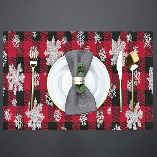 Placemats Set of 6 Washable Linen Place Mats Cloth Table Mats 12x18 Inch