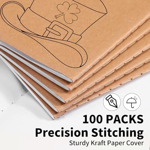 100 Pack A5 Lined Kraft Notebook Journals 8.3x5.5 In，Travel Journals Notebooks Bulk，Subject Notebooks 34 Sheets 68 Pages for Writing School Office Supplies (Blank-100 Pack)