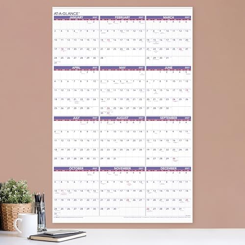 AT-A-GLANCE 2027 Wall Calendar, Monthly, 24" x 36", Full Year View (PM122827), White