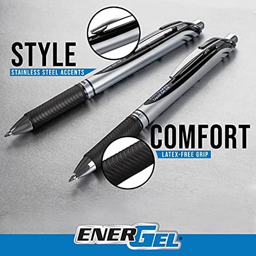 Pentel EnerGel RTX RT Liquid Gel Pen, Med, Metal Tip, (0.7mm), Blue Ink, Box of 12 (BL77PC12C1) (Pack of 3)
