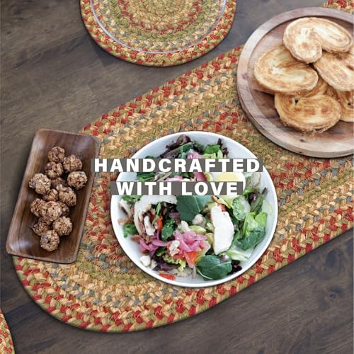 Homespice Azalea Jute Braided Table Runner for Primitive Decor, Oval 11x36