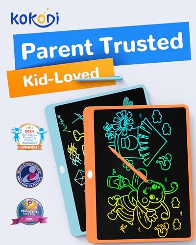 KOKODI LCD Writing Tablet, 16 Inch Colorful Toddler Doodle Board Drawing Tablet, Erasable Reusable Electronic Drawing Pads, Educational and Learning Toy for 3-6 Years Old Boy and Girls(Orange)
