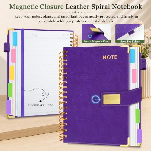 5 Subject Spiral Notebook with Pockets Dividers, 8.5''x11'' 300 Pages