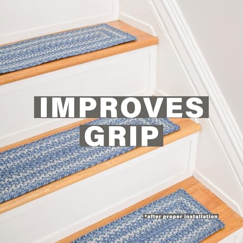 Homespice Denim Jute Braided Stair Treads, Oval 8x28 Set of 13