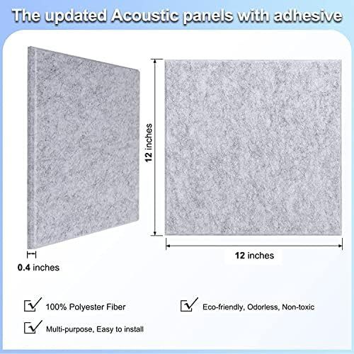 18 Pack Gray Acoustic Panels 12"X12"X 0.4" Soundproof Wall Panels Wall Decoration Sound Absorbing Panel High-Density Sound Deadening Panels Acoustic Treatment Panel For Home Studio