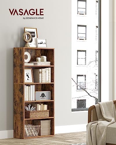 VASAGLE Set of 2 5-Tier Bookshelves, 23.6 Inches Wide