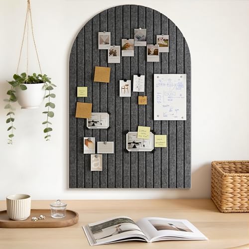 JBER Large Arched Felt Bulletin Board 36" x 24", 6 Pack, Dark Gray